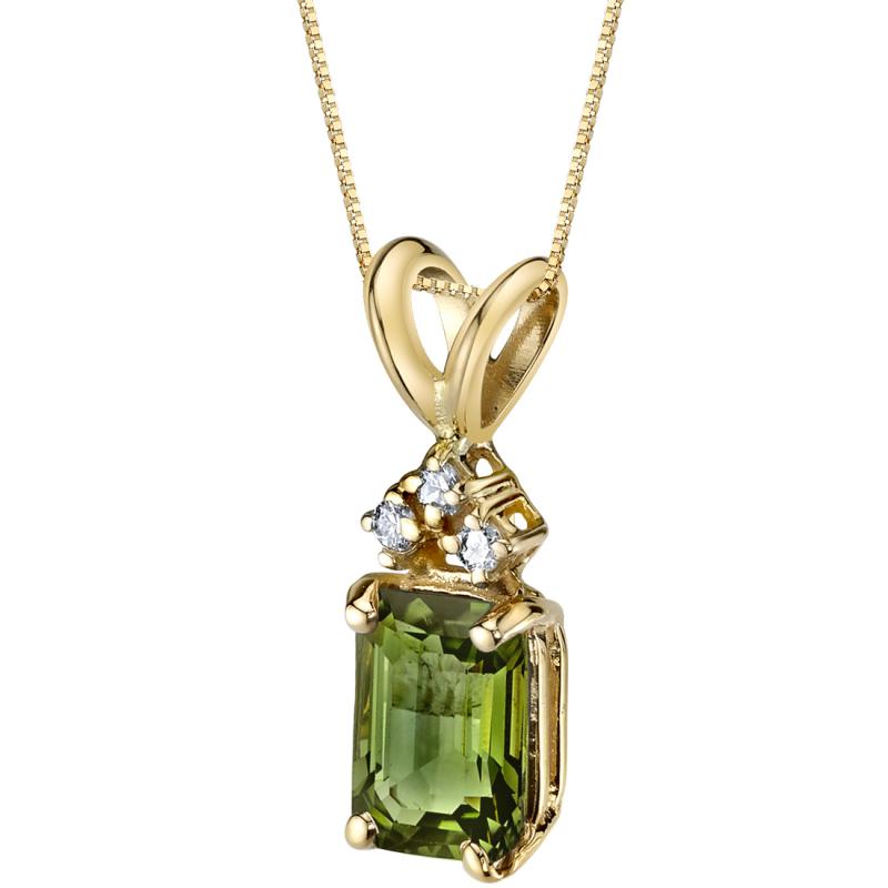Zlatý náhrdelník se zeleným turmalínem a diamanty Coff