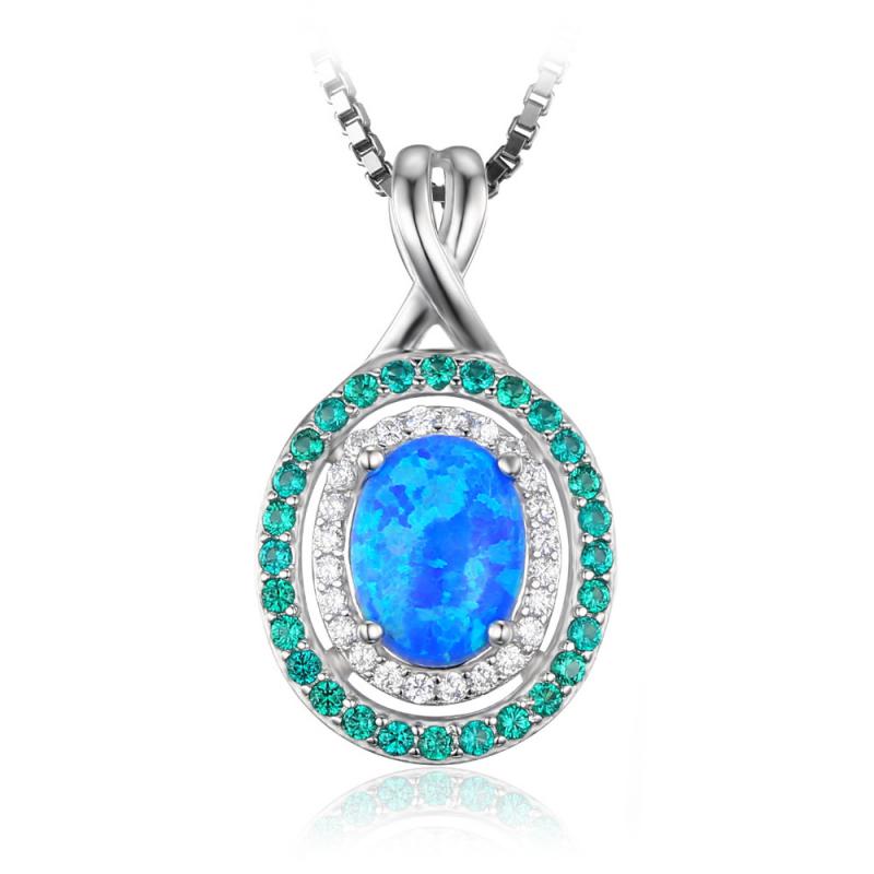 Opálový náhrdelník se smaragdy a zirkony Rya