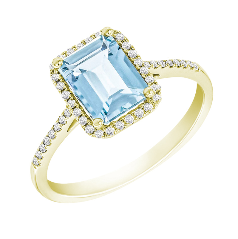 Akvamarínový prsteň s diamantmi 2070