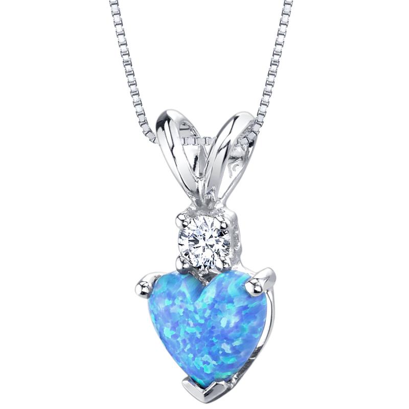 Zlatý náhrdelník s modrým opálovým srdcem a diamantem