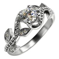 Zásnubní platinový vintage prsten s diamanty Orly