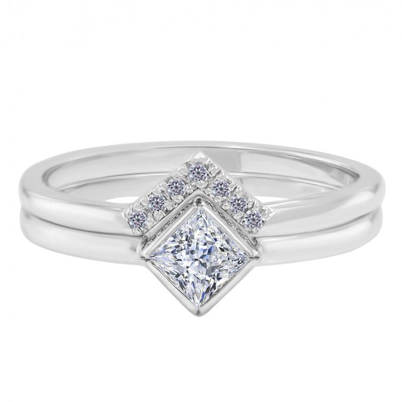 Zlatý zásnubní set prstenů s princess diamantem Ralyh 25990