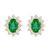 Zlaté smaragdové náušnice s diamanty Mariell