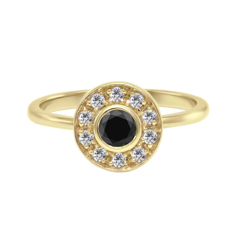 žlutý prsten s černým diamantem 27440