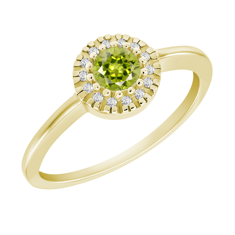 Zlatý zásnubní prsten s olivínem