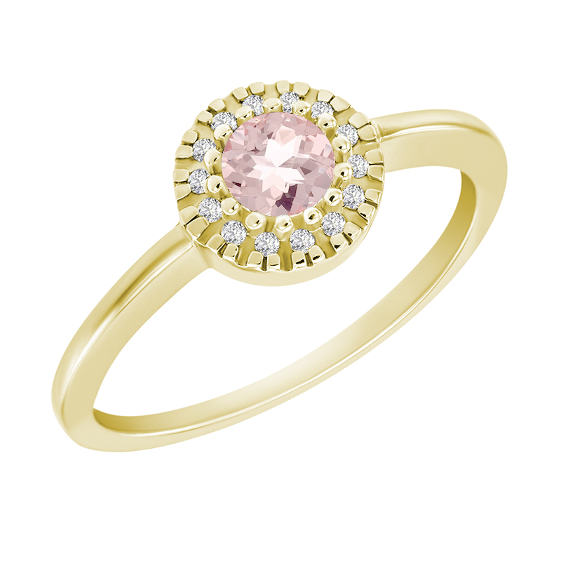 Zlatý zásnubní prsten s morganitem a diamanty Thaila 28770