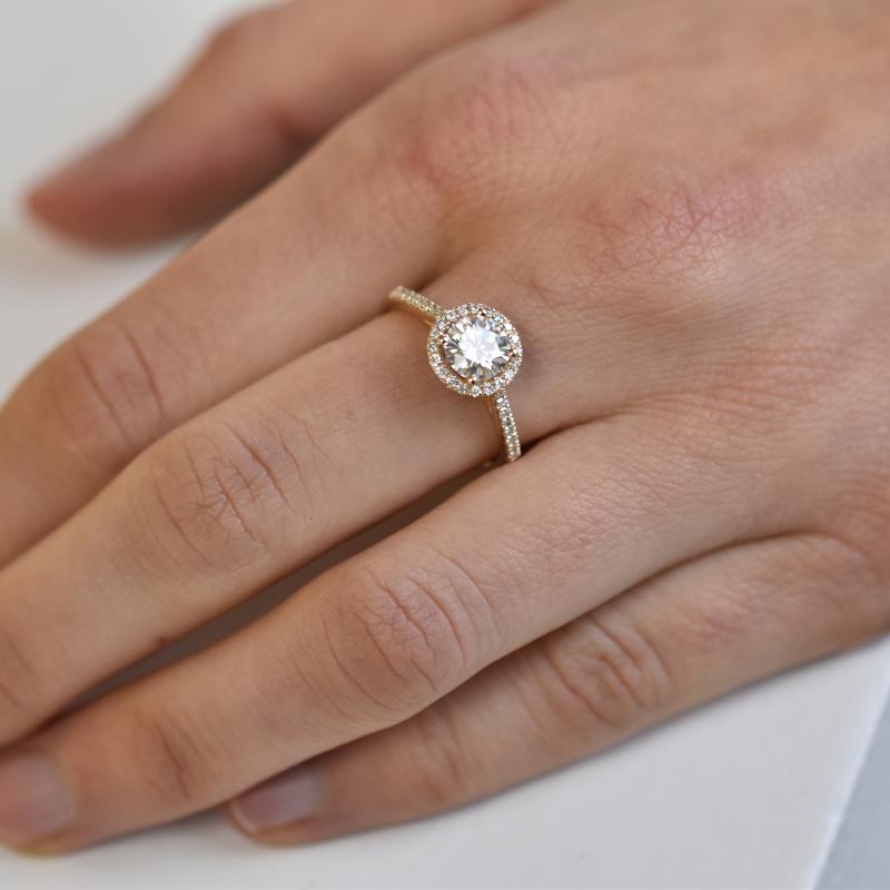 Zlatý prsten s moissanitem a diamanty Adhafera 29480