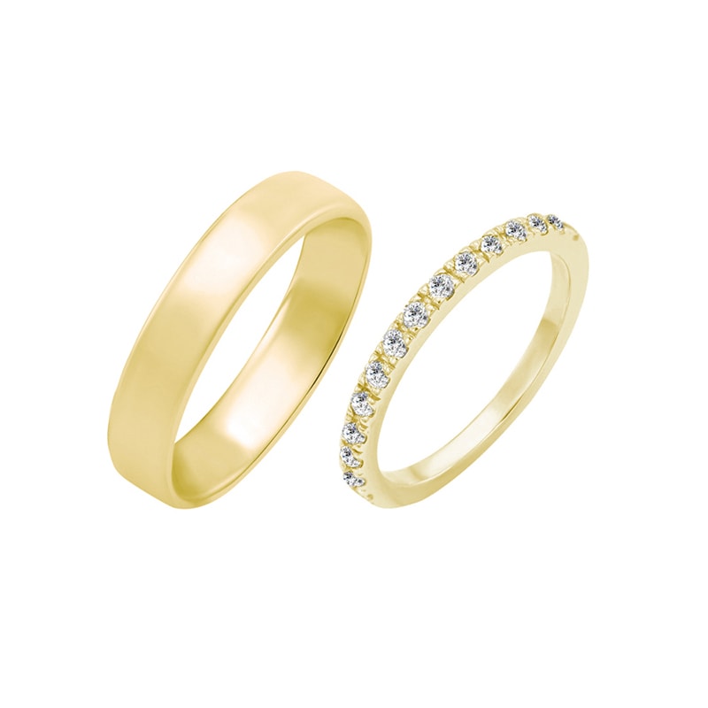 Pánský komfortní prsten a zlatý eternity prsten