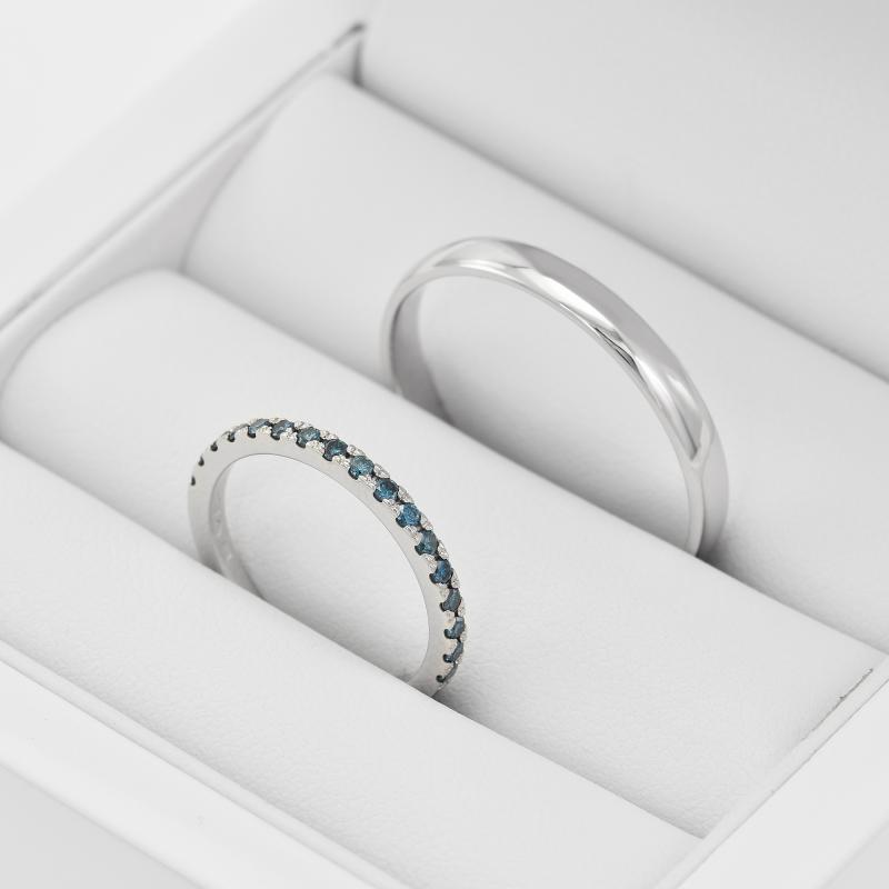 Eternity prsten s modrými diamanty a snubní prsten 32120