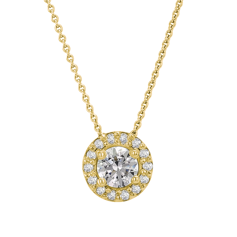 Zlatý halo náhrdelník s diamanty 32250