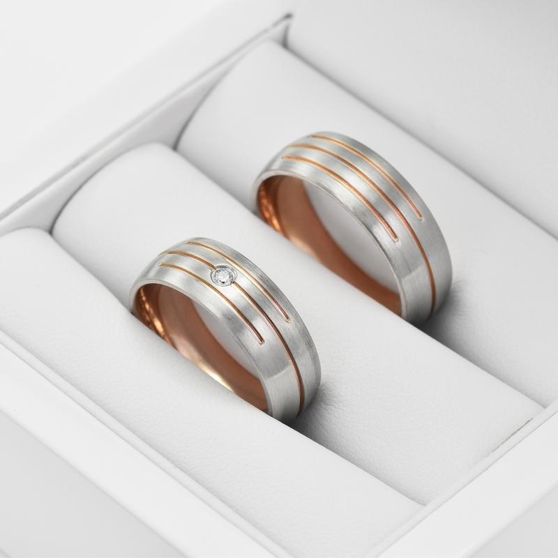 Snubní prsteny z kombinovaného zlata s diamantem 33410