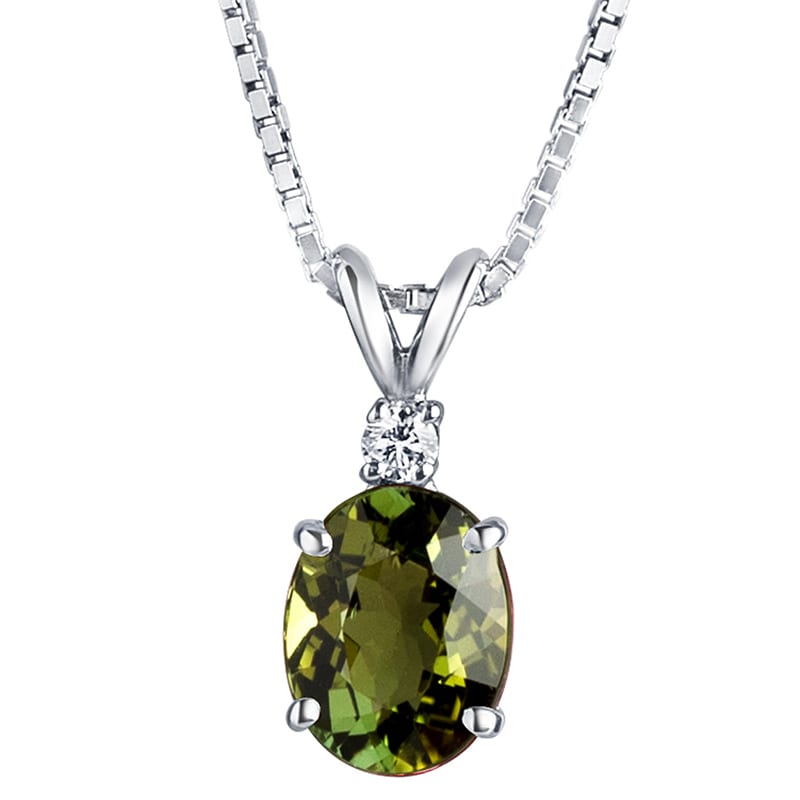 Zelený turmalín ve zlatém přívěsku s diamantem Mae