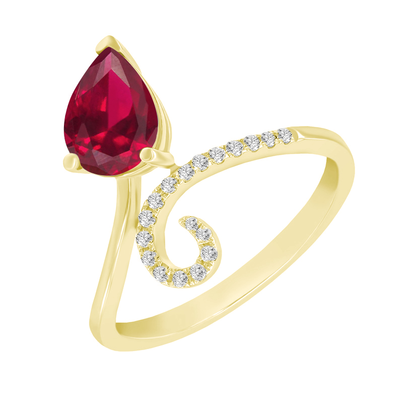 Zásnubní prsten s rubínem a diamanty