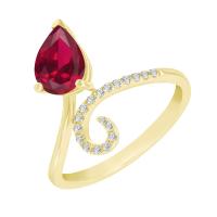 Originální zásnubní prsten s rubínem a diamanty Cael