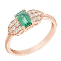 Božský prsten Tana se smaragdem a diamanty