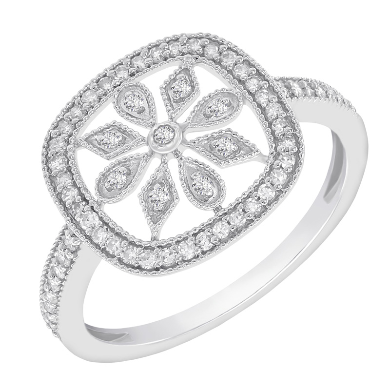Zlatý prsten s diamantovým květem 41170