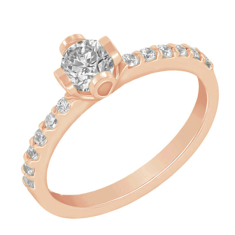 Zlatý zásnubní prsten z růžového zlata 42200
