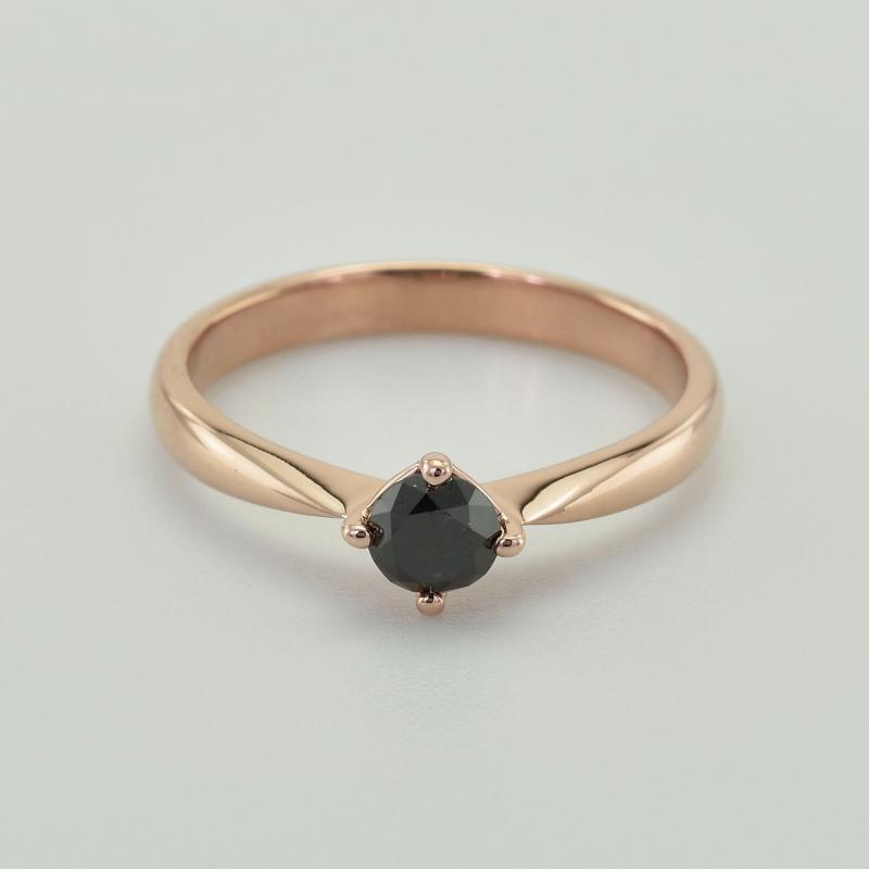 Prsten z růžového zlata s černým diamantem 42470