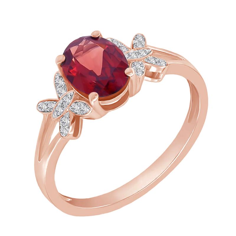 Granátový prsten z růžového zlata 42610