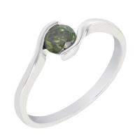 Platinový zásnubní prsten se zeleným diamantem Saffar