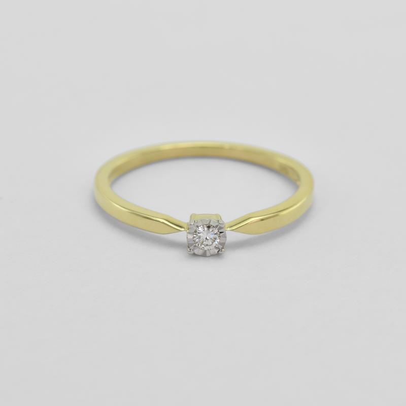 Prsten s diamantem typu soliter ze žlutého zlata 45110