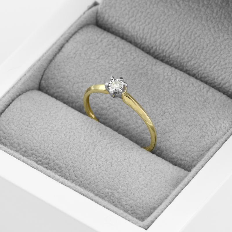 Diamantový zlatý zásnubní prsten 46190