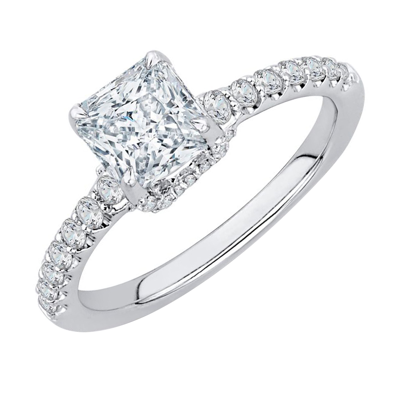 Zásnubní prsten s princess diamantem ze zlata