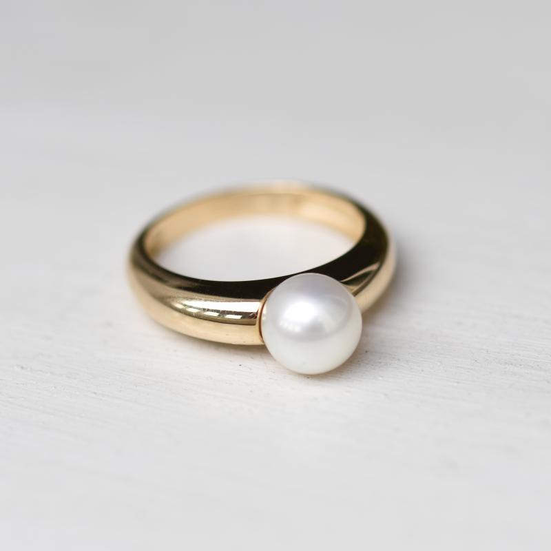 Zásnubní prsten s bílou perlou 48260