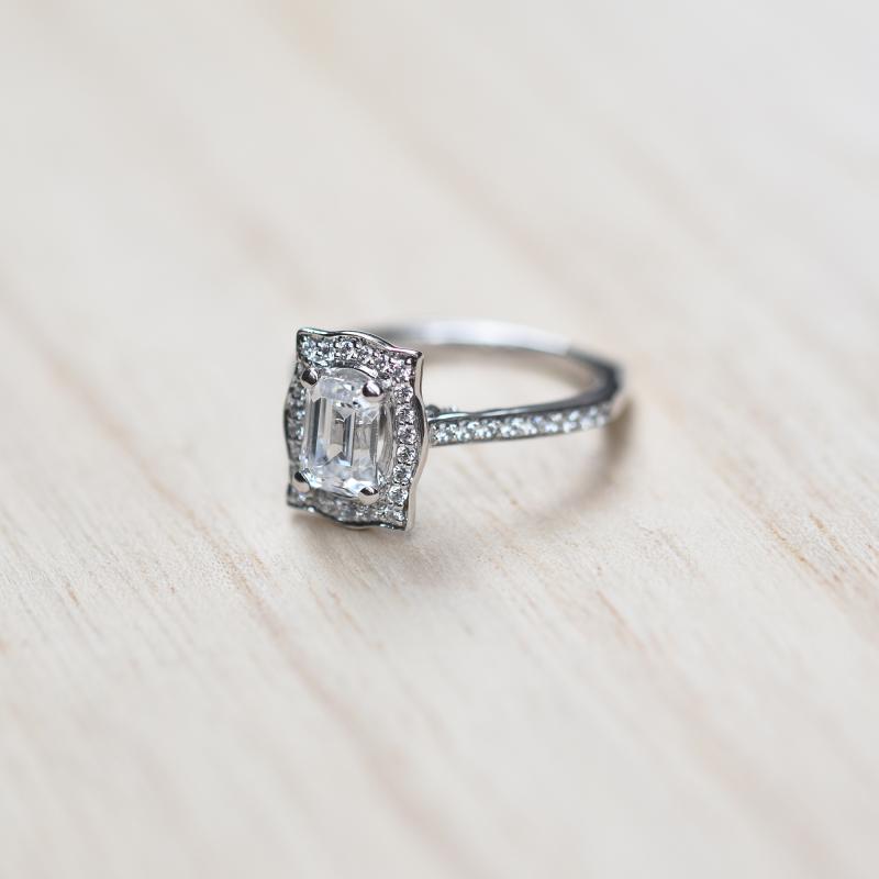 Halo zásnubní prsten s emerald diamantem 49660
