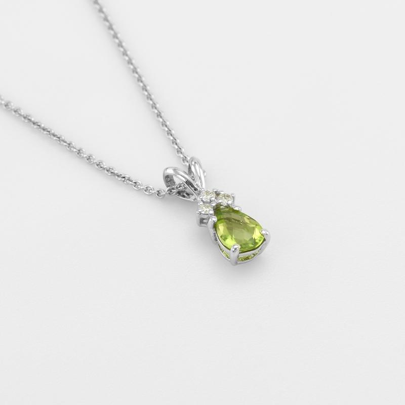 Olivínová slza ve zlatém náhrdelníku s diamanty 50620