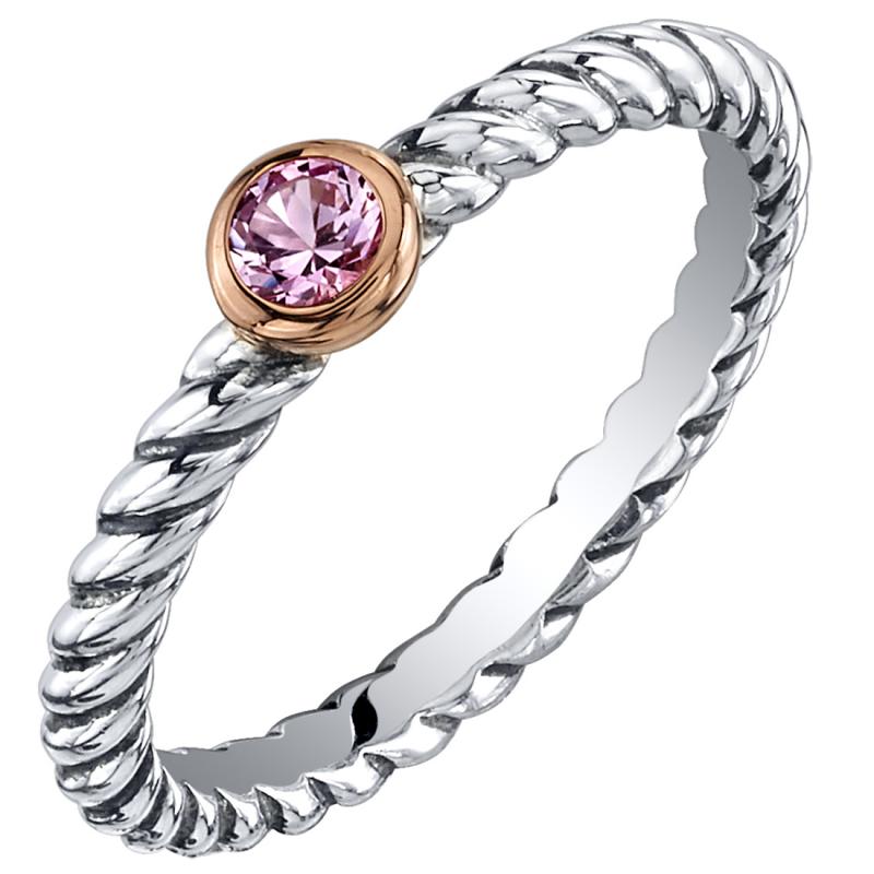 Stříbrný prsten s růžovým safírem