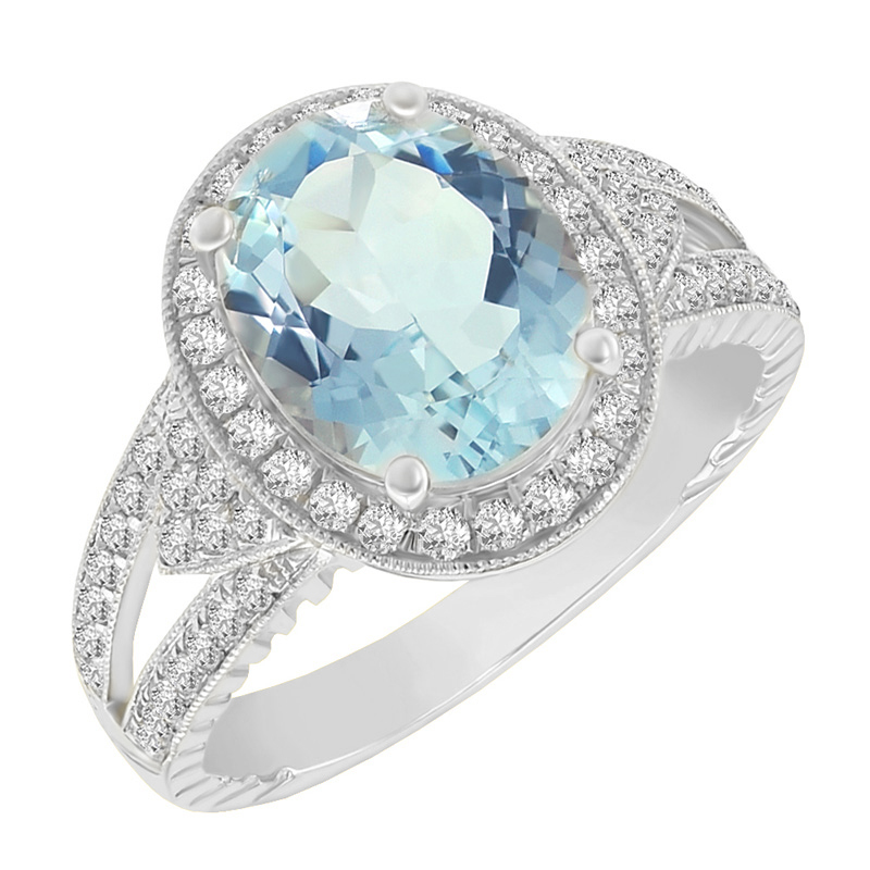 Čarokrásný prsten s akvamarínem a diamanty 51740