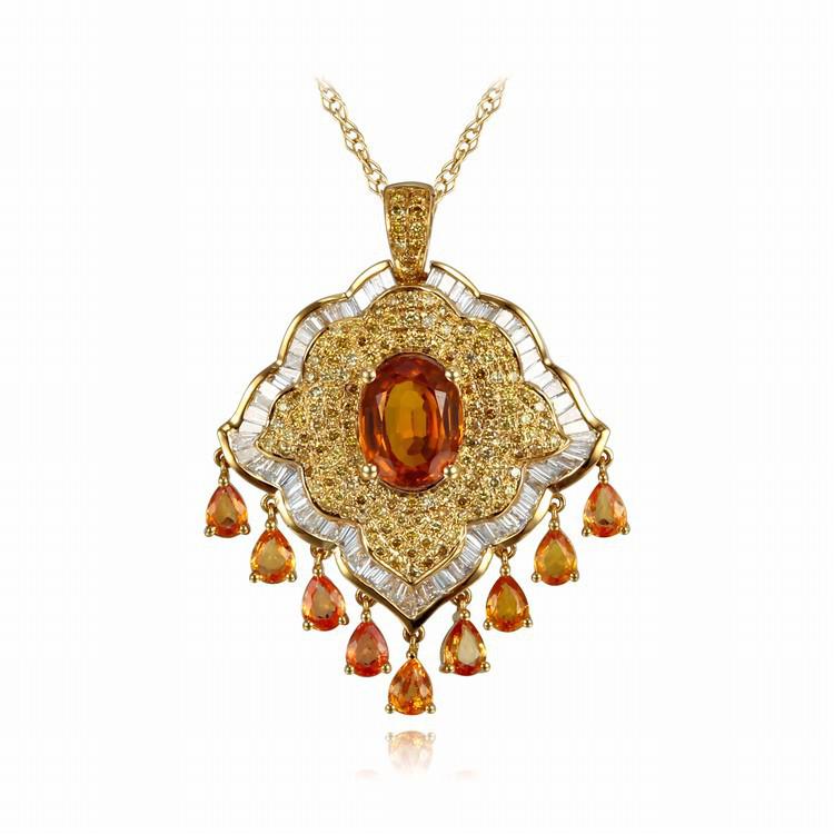 Zlatý náhrdelník s nádechem orientu plný safírů a diamantů Ezi