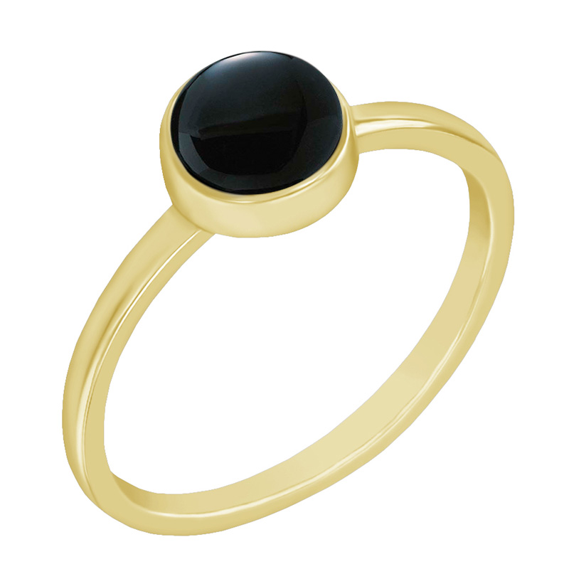 Prsten s černým opálem ze žlutého zlata 58180
