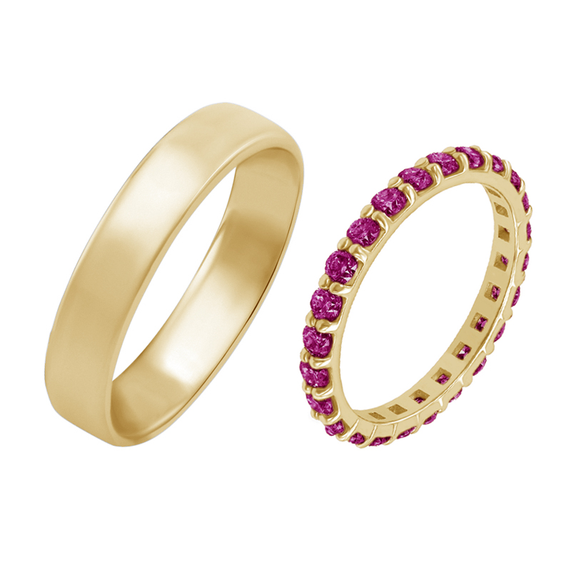 Eternity prsten s rubíny a pánský komfortní prsten 58640