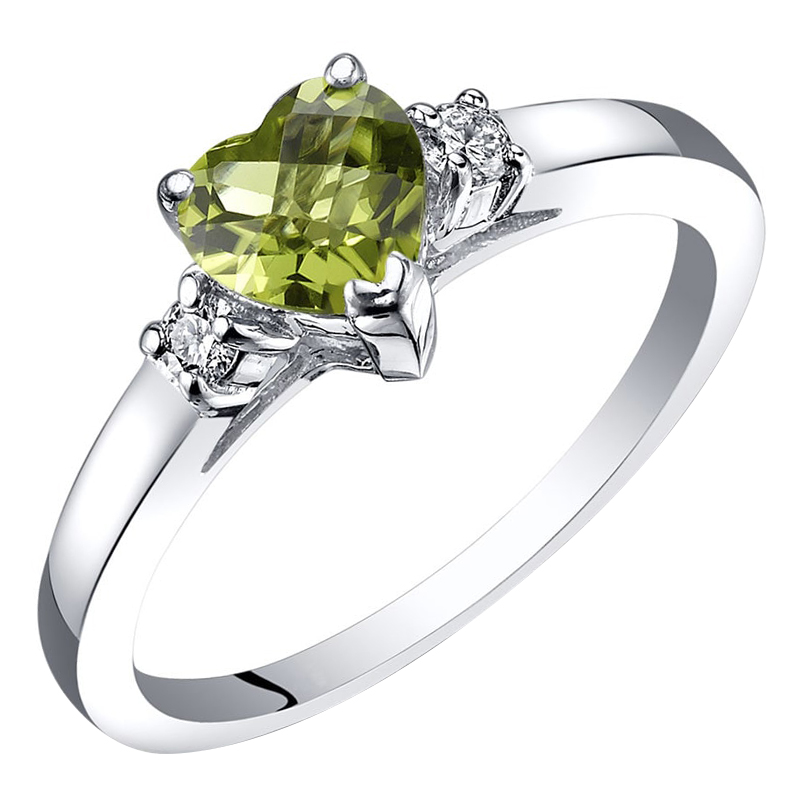 Zlatý prsten se srdíčkovým olivínem a diamanty Kaley