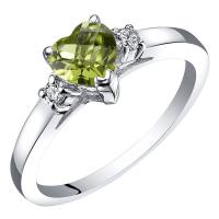 Zlatý prsten se srdíčkovým olivínem a diamanty Kira