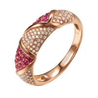 Zlatý prsten vykládaný safíry a diamanty Violeta