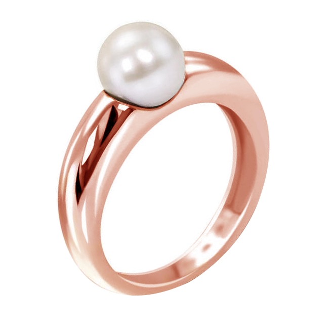 Zlatý prsten s bílou perlou