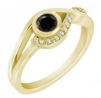 Zásnubní prsten s černým diamantem a diamanty Milia