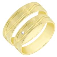 Elegantní zlaté snubní prsteny s diamantem Beall