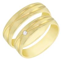 Elegantní zlaté snubní prsteny s diamantem Carlo