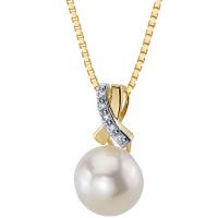 Sofistikovaný zlatý přívěsek s perlou a zirkony Devere