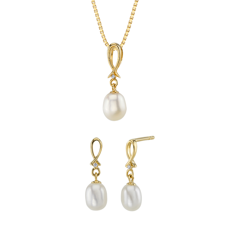 Zlatá kolekce šperků s perlami a zirkony Annabel
