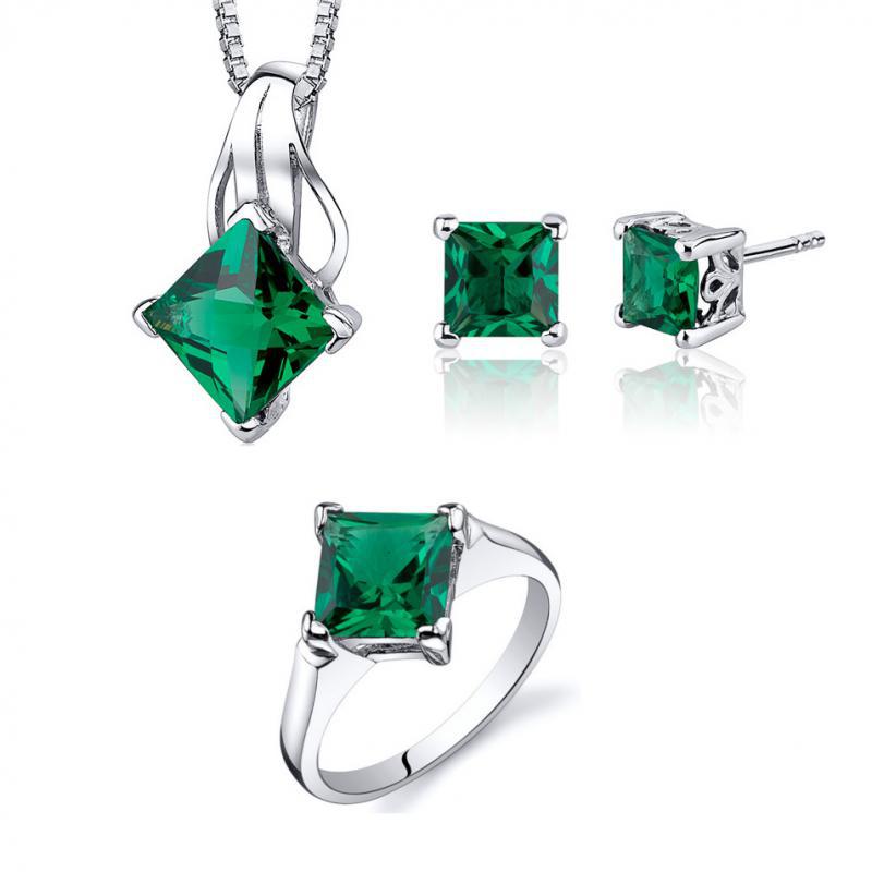 Stříbrná smaragdová kolekce šperků Kasmira