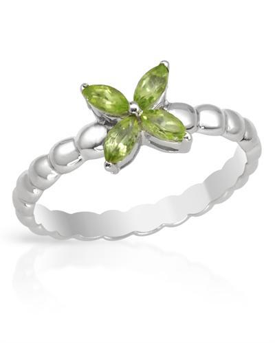 Stříbrný prsten s olivíny Jolindra