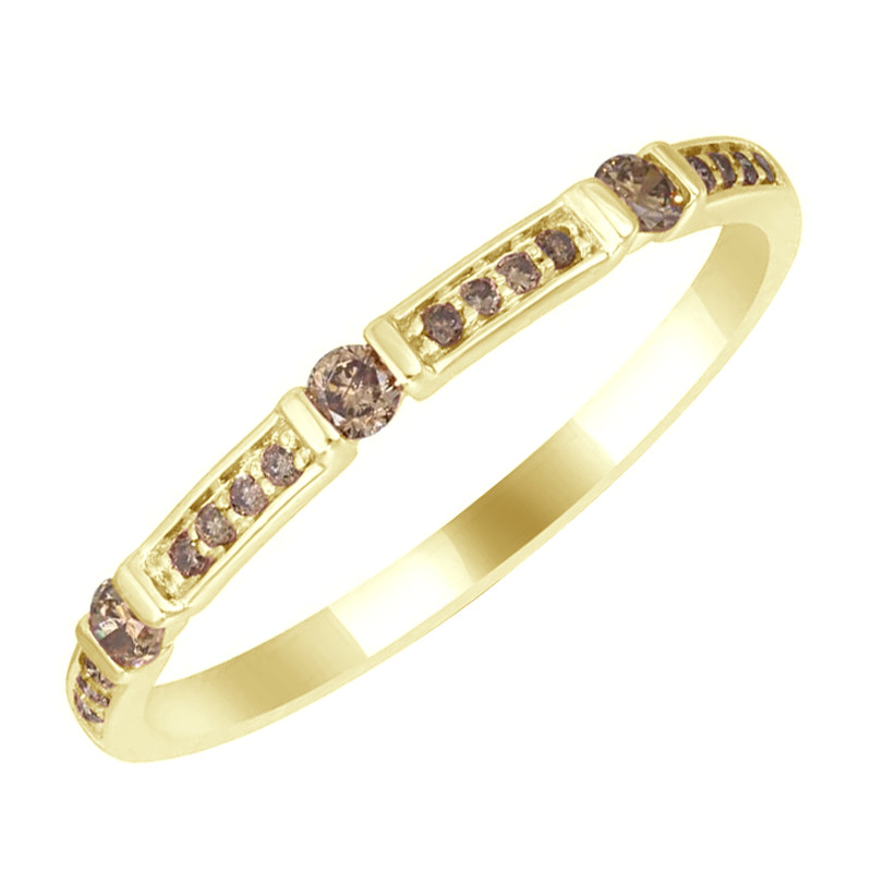 Zlatý prsten s champagne diamanty 69700