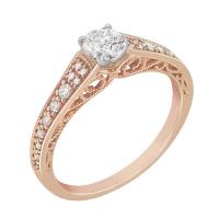 Zlatý vintage zásnubní prsten plný diamantů Keran