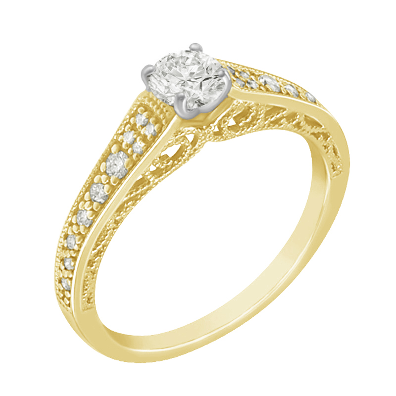 Zlatý zásnubní prsten s diamanty 71910