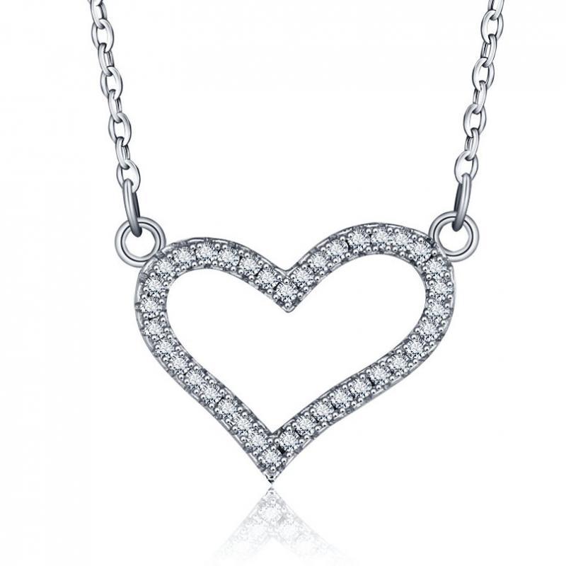 Stříbrný náhrdelník platinovaný Heart